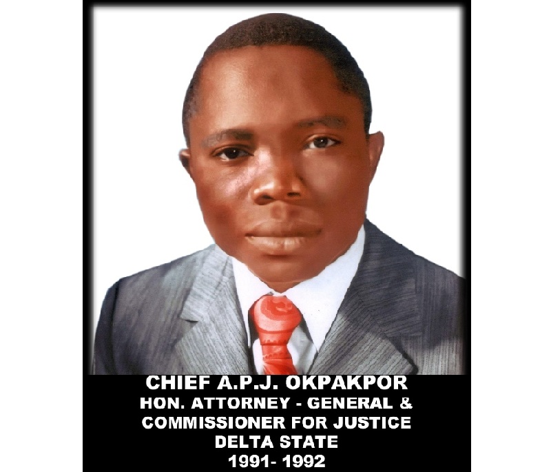 Later Chief Patrick Okpakpor, the first Attorney-General of Delta State