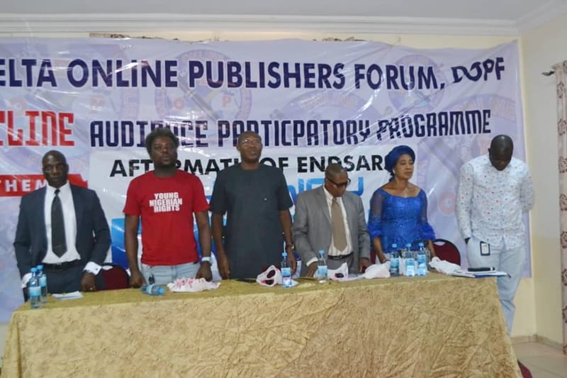 Participants at Delta Online Publishers Forum programmes on the Aftermath of EndSARS Protest by Nigerian Youths