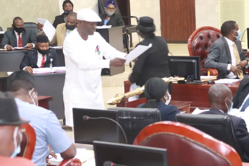 Hon Austin Uroye member representing Warri South One Constituency and Chairman, House Committee on Health presenting the Bill on Tuesday, December 1, 2020.