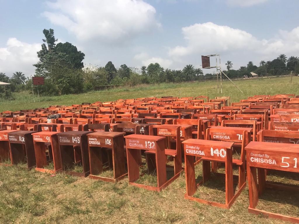 The New Students’ Furniture for Comprehensive High School Igbodo donated by Comprehensive High School Old Students Association, CHISOSA