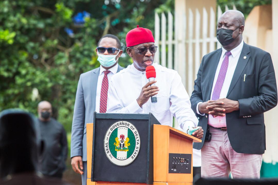 Delta State Governor, Senator Ifeanyi Okowa speaking at a Road Opening Ceremony on Wednesday, June 30, 2021