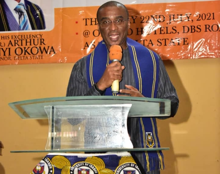 Olorogun David Edevbie speaking on “2023: The Role of Technocrats in Government,” at the 2021 annual Public Service Lecture of the University of Ibadan Alumni Association, Asaba Chapter on Thursday, July 22nd, 2021 at the Orchid Hotel, DBS Road Asaba.