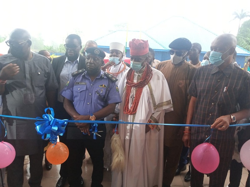 Delta State CP, Ari Muhammed Ali, Orodje of Okpe, HRM Felix Mujakperuo Others at the Commissioning of the Sapele Area Command Headquarters Building