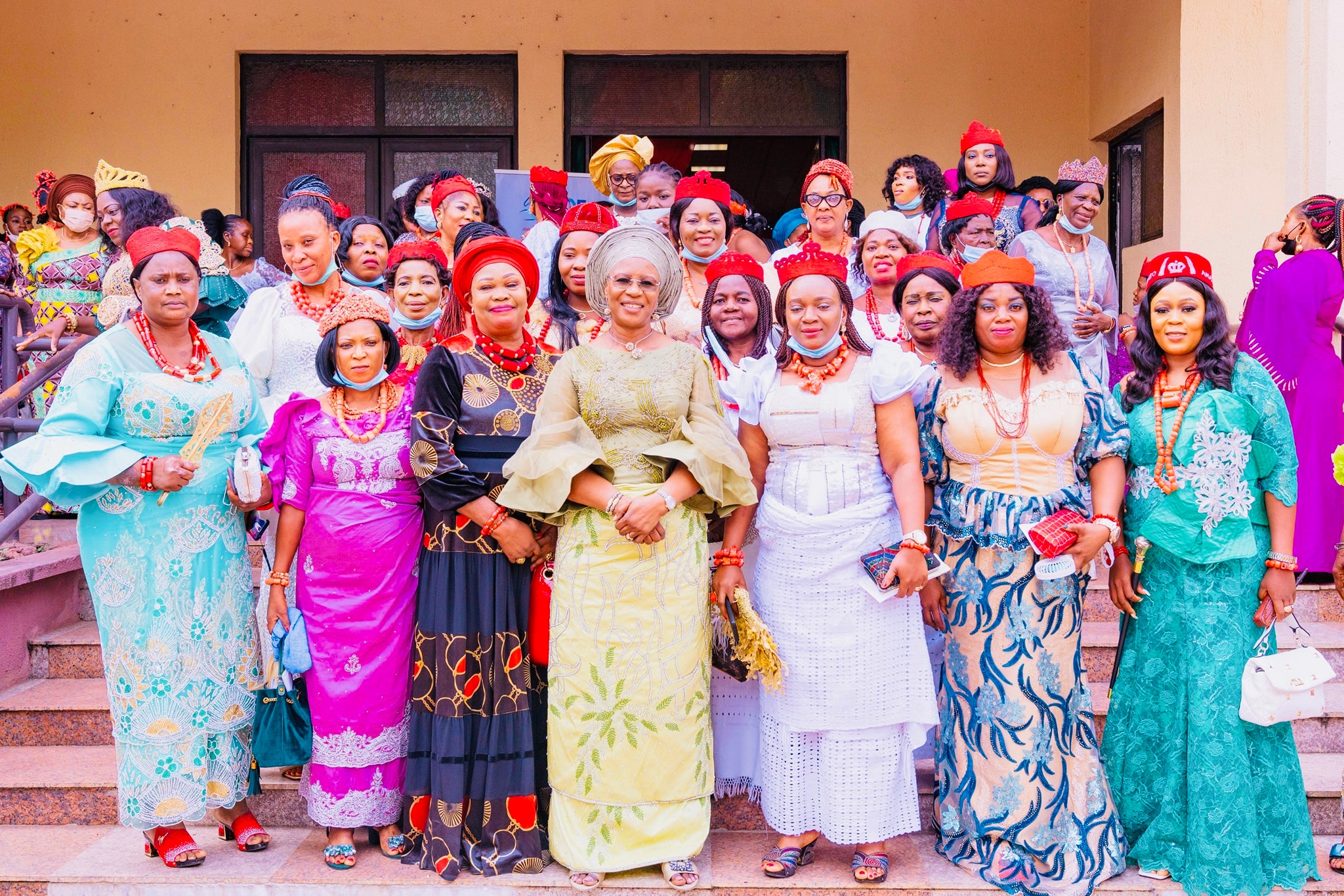 Dame Edith Okowa with Wives of Delta Traditional Rulers after a meeting at Government House, Asaba