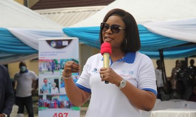 Dame Edith Okowa speaking at the flag-off of the 2022 edition of the O5 Initiative Free Eye Treatment at Central Hospital, Warri on Wednesday, March 16, 2022