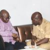 L-R: Former Governor Emmanuel Uduaghan praying for Engr Chris Iyovwaye during a consultation visit by the later.