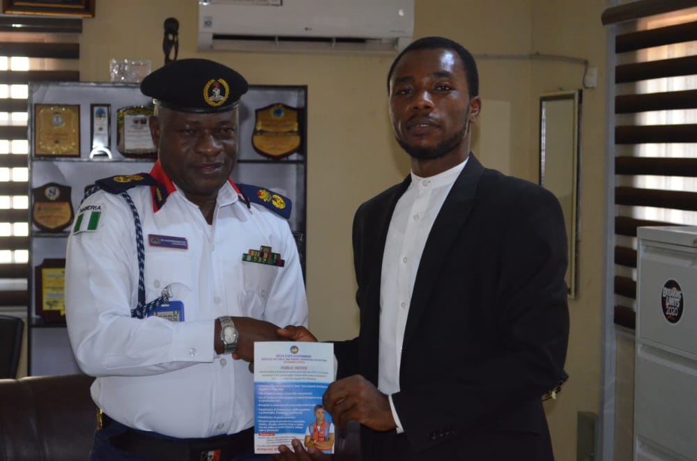 (L-R) Delta State Commandant, NSCDC, Akinsanya Iskilu and Director of Operations, Delta State Public and Private Properties Protection Office, Barr Michael Onyarin