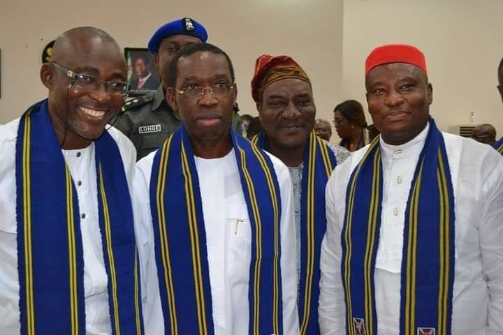 Governor Okowa flanked by fellow Alumni of University of Ibadan Alumni Association