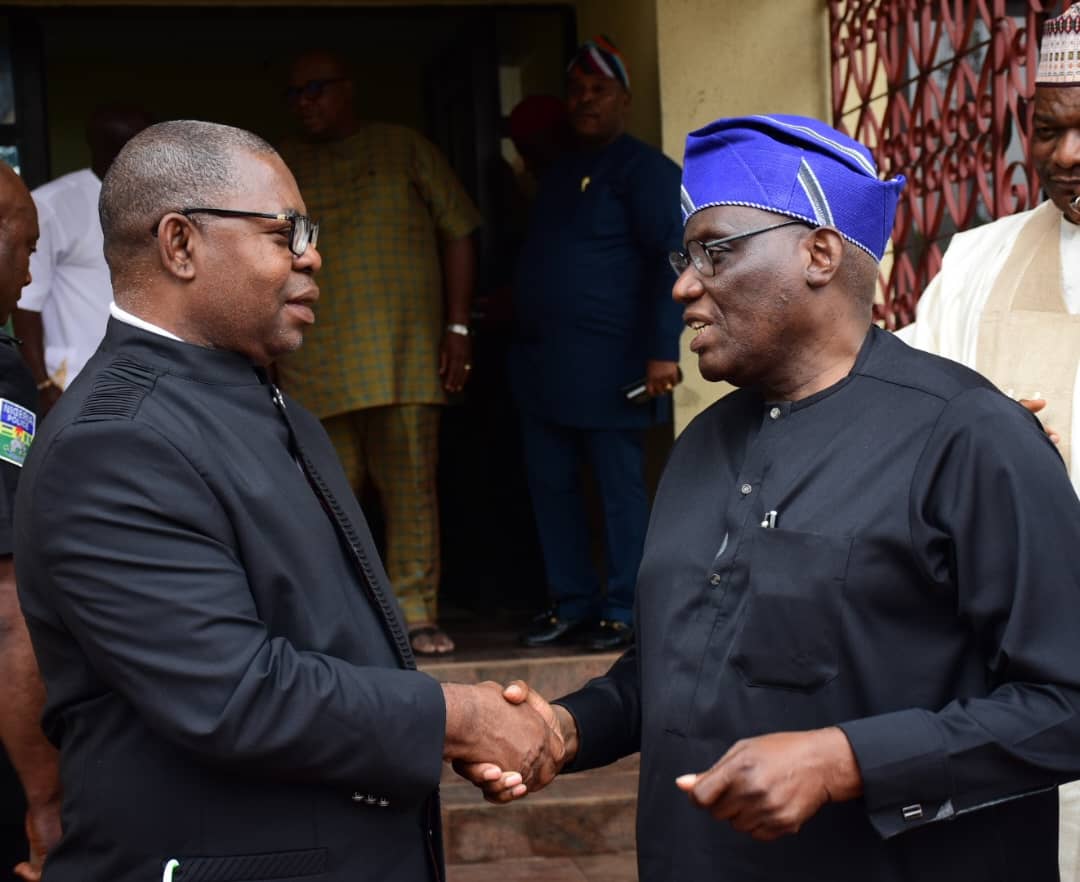 (L-R) Deputy Governor of Delta State, Sir Monday Onyeme and the Vice Chancellor, National Open University of Nigeria (NOUN), Professor Peters Olufemi.