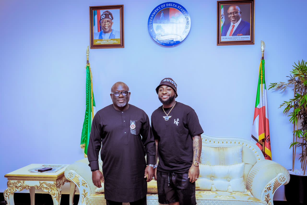 Governor Sheriff Oborevwori and Davido in Government House, Asaba