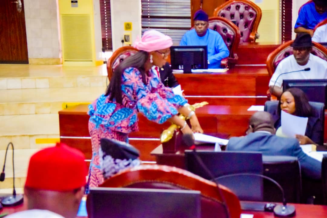 Chairman, Delta State House of Assembly Committee on Finance and Appropriations, Hon (Mrs) Marilyn Okowa-Daramola presenting 2024 Budget Report
