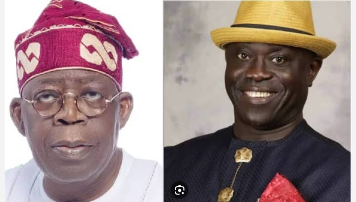 President Bola Tinubu and Maj-Gen Barry Ndiomu (Retd)
