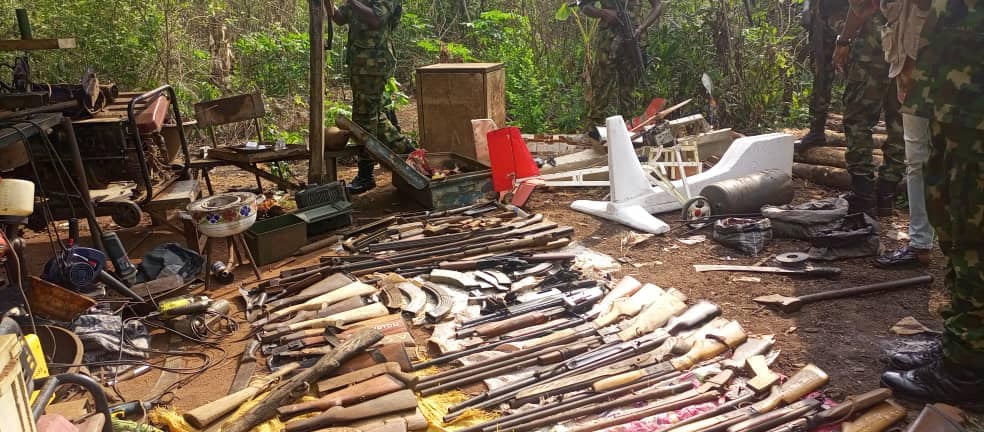 Seized Cache of Arms Ammunition illegally manufactured in Onicha-Olona Forest, Aniocha North LGA, Delta State