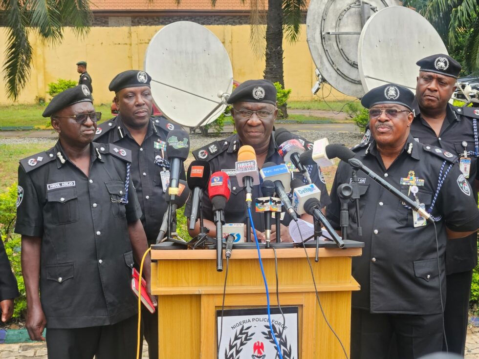 Delta Police CP, Abaniwonda Olufemi Briefing Journalists on August 5, 2025