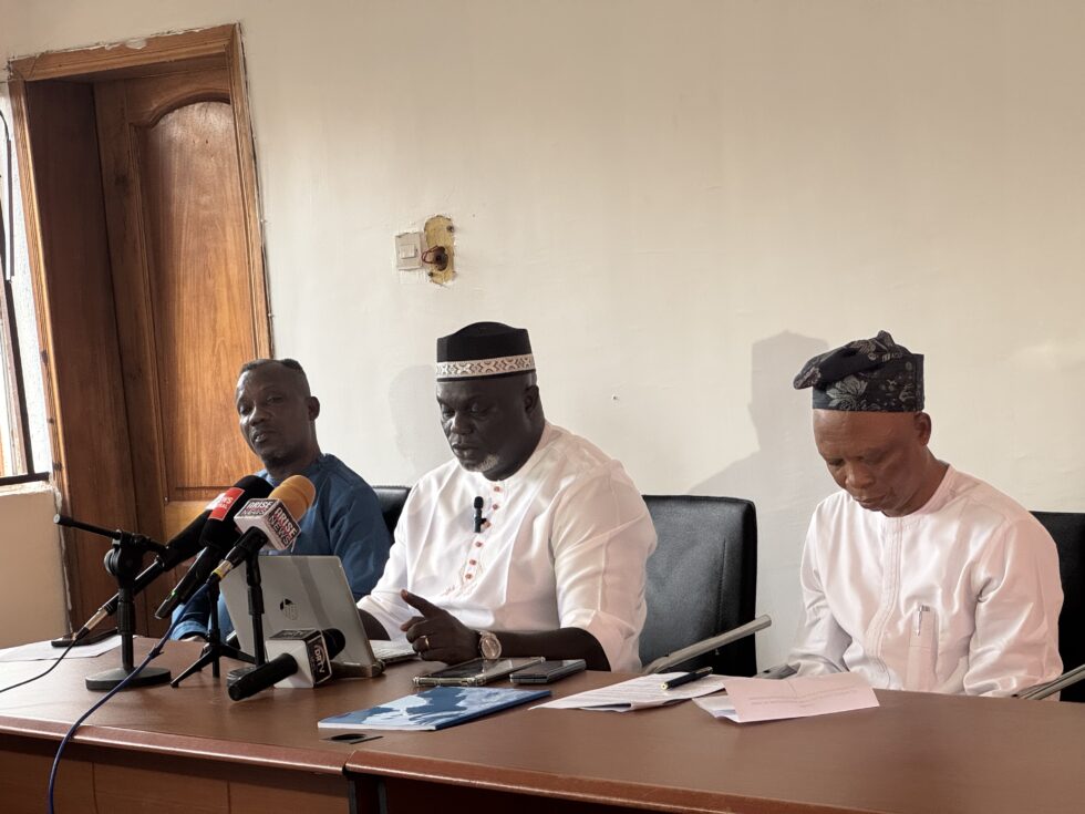 Executive Chairman of the Delta State SUBEB, Hon. Samuel Oghenevwogaga Mariere (centre), with the Permanent Secretary (left) and a Board Member (right), during an interactive session at the Board’s headquarters in Asaba.