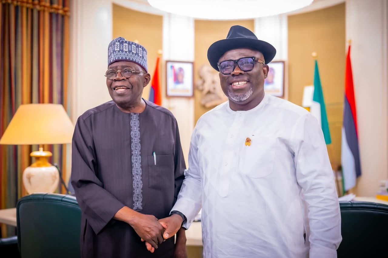 L-R: President Bola Tinubu and Governor Sheriff Oborevwori at the Presidential Villa, Aso Rock FCT, Abuja in May 2025