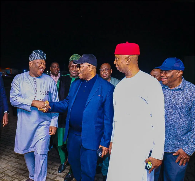 Senate President, Godswill Akpabio returns to Nigeria from London.