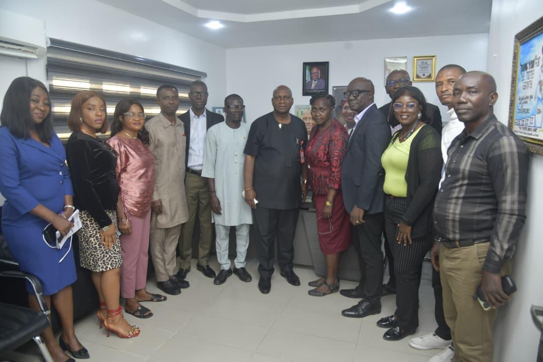 DESOPADEC EDP, Chief Ebenezer Okorodudu Okorodudu (middle) flanked by Ecxective Members of the Nigeria Association of Technology Engineers