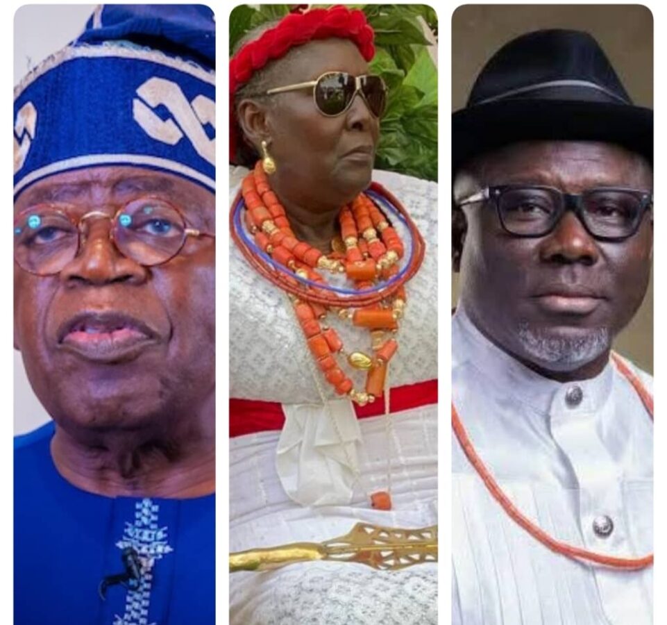 President Bola Tinubu, Chief (Mrs) Esther Okotie-Eboh and Governor Sheriff Oborevwori