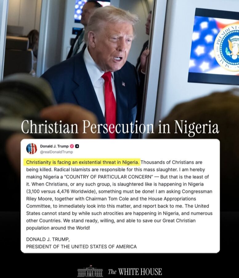 U.S. President, Donald Trump Condemns Mass Slaughter of Christians in Nigeria