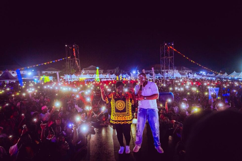 Convener of the Carnival and Founder, Ruby Awareness Initiative Foundation, Omonigho Oborevwori (left) and Comedian Deacon Famous at the Carnival held at Trade Fair, Osubi, Delta State on Monday, December 29, 2025
