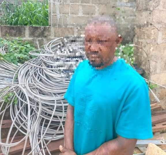 An Electric Cable Vandal apprehended by the Delta State Police Command around Kwale Division.