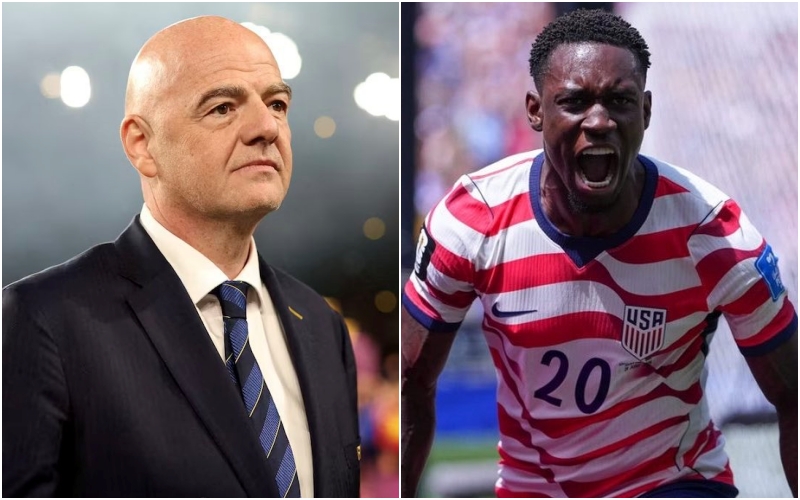 Left to Right: FIFA's President Gianni Infantino and U.S Footballer Folarin Balogun