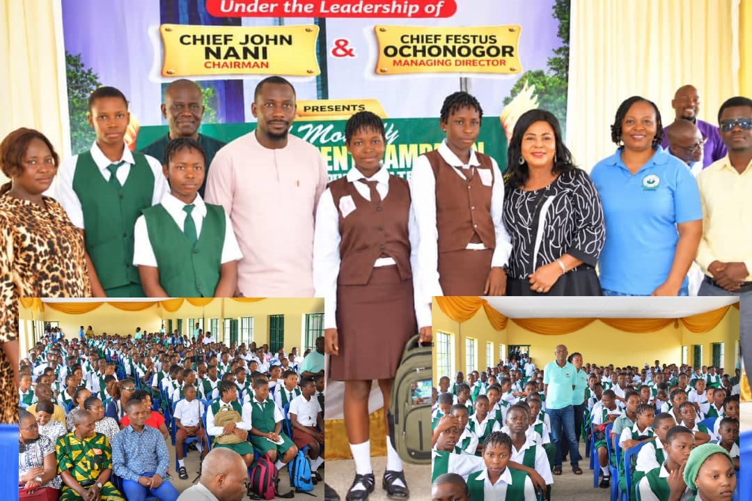 DESOPADEC officials and secondary school students during the School is No Scam debate and campaign in Ukwuani LGA.