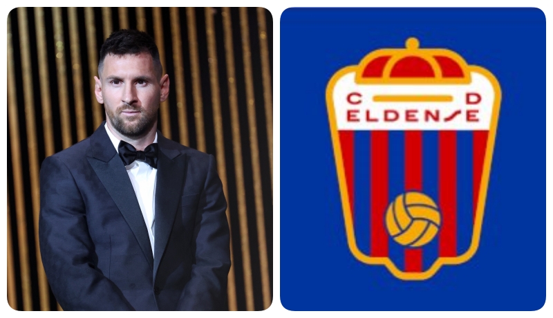 Lionel Messi alongside CD Eldense club logo