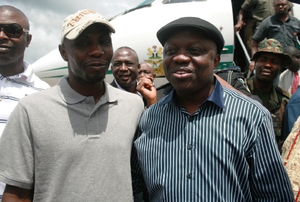 File Photo: High Chief Government Ekpemupolo (Tompolo) and late former Delta State Governor Dr. Emmanuel Uduaghan in 2014.